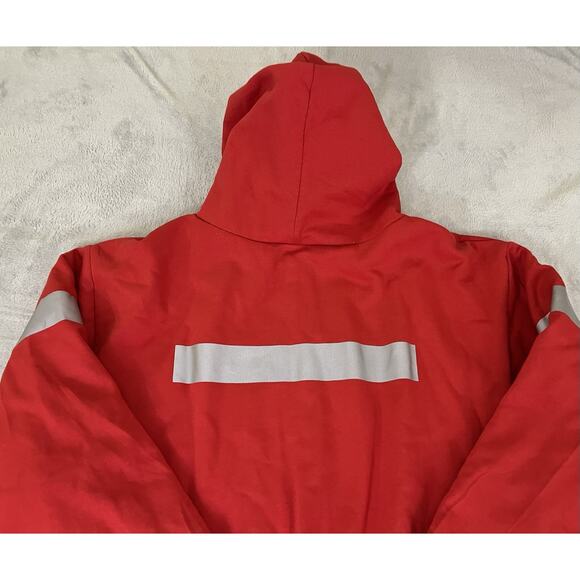 Camber 3X Tall Heavy Thermal Red USA Made Full Zip Hoodie Reflector Jacket LI NY - Picture 7 of 15